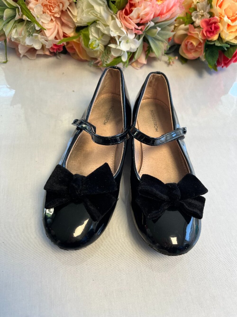 Nordstrom Kids Nolillie Black Patent Bow Mary Janes Size 4M